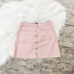 Pink Button Up Denim Skirt